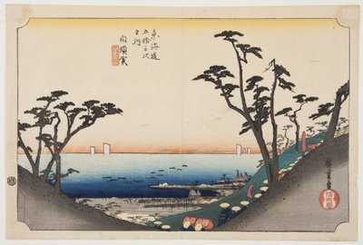 Shirasu: ゔ ゔ ゔ w Shiomizaka (Shirasu, Shiomizakazu) autorstwa Ando or Utagawa Hiroshige
