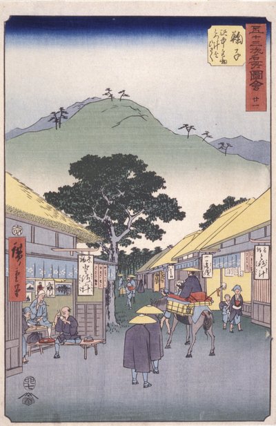Stacja 21, Maruko (drzeworyt kolorowy) autorstwa Ando or Utagawa Hiroshige