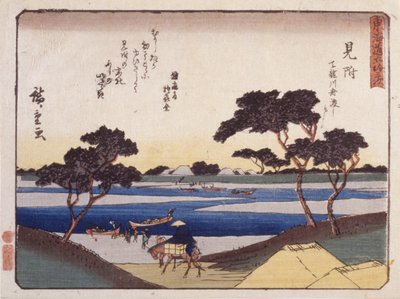Stacja 29, Mitsuke (kolorowy drzeworyt) autorstwa Ando or Utagawa Hiroshige