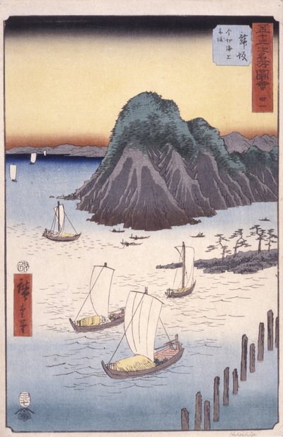 Stacja 31, Maisaka (kolorowy drzeworyt) autorstwa Ando or Utagawa Hiroshige