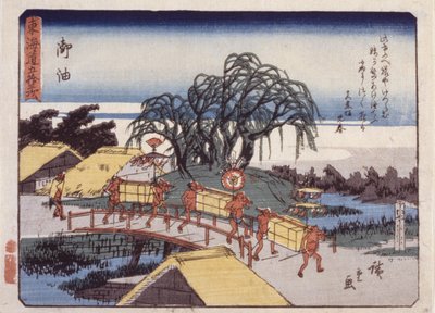 Stacja 36, Goyu; Seria Kyoka Tokaido (kolorowy drzeworyt) autorstwa Ando or Utagawa Hiroshige
