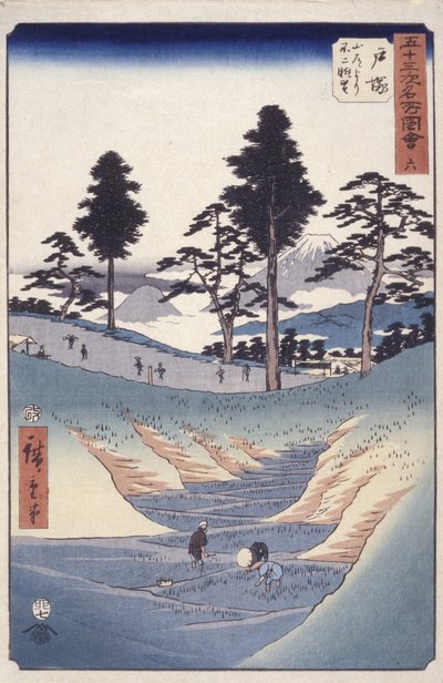 Stacja 6, Totsuka (drzeworyt) autorstwa Ando or Utagawa Hiroshige