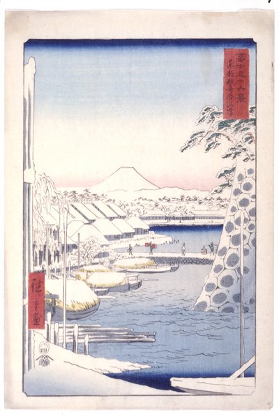 Brzeg rzeki Sukiya we wschodniej stolicy (Tōto Sukiya Kaigan) (drzeworyt kolorowy) autorstwa Ando or Utagawa Hiroshige