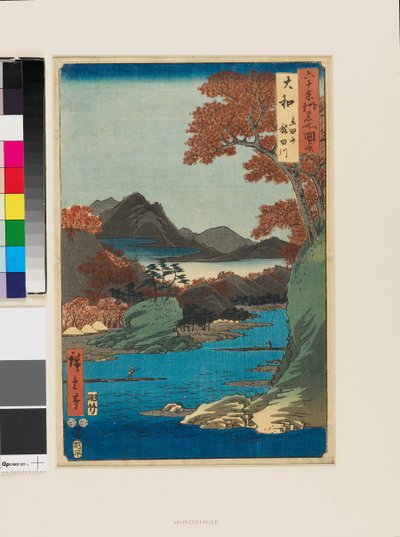 Góry Tatsuta i rzeka Tatsuta autorstwa Ando or Utagawa Hiroshige