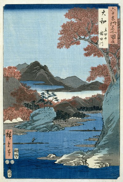 Tatsuta River, Yamato Province (woodblock print) autorstwa Ando or Utagawa Hiroshige