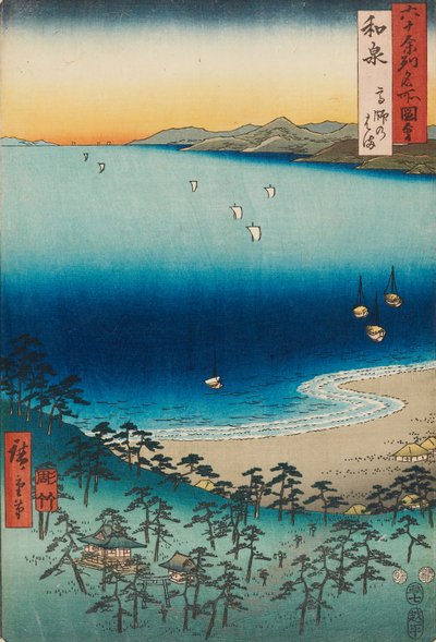 Plaża w Takashi w prowincji Izumi autorstwa Ando or Utagawa Hiroshige