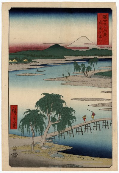Rzeka Tamagawa w prowincji Musashi w Japonii autorstwa Ando or Utagawa Hiroshige