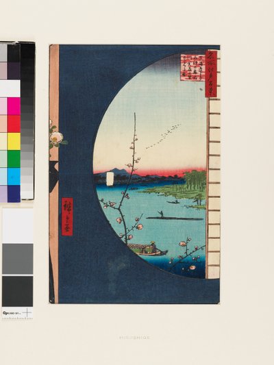 Widok z Massaki na lasy Suijin 1856-58 (drzeworyt) autorstwa Ando or Utagawa Hiroshige
