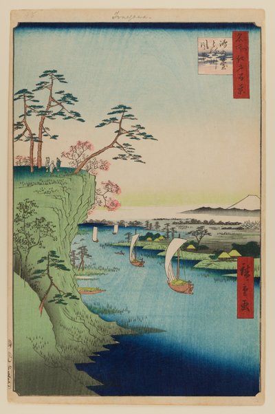 Widok na Konodai i rzekę Tone autorstwa Ando or Utagawa Hiroshige