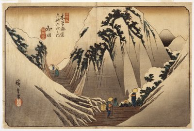 Wada, głowa przełęczy w śniegu (drzeworyt) autorstwa Ando or Utagawa Hiroshige