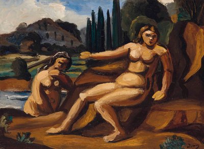 DWÓCH KĄPIĄCYCH SIĘ W KRAJOBRAZIE autorstwa Andre Derain