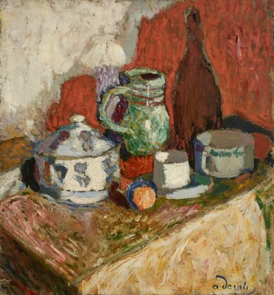 Martwa natura z wazą do zupy i butelką autorstwa Andre Derain