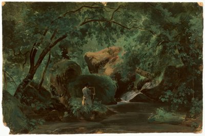 Wnętrze lasu z malarzem, Civita Castellana, 18251830. autorstwa André Giroux