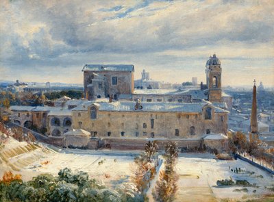 Santa Trinità dei Monti w śniegu autorstwa André Giroux