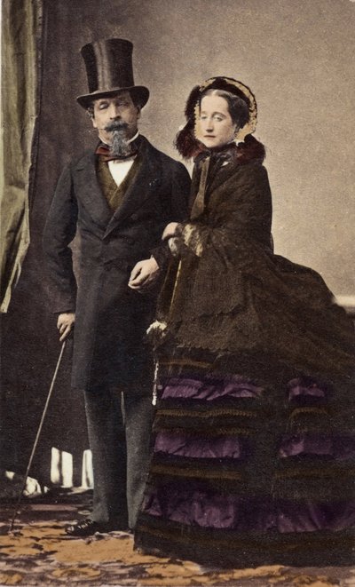 Napoleon III i Cesarzowa Eugenia autorstwa Disderiego (1819-1889) - ok. 1865 - Cyfrowa kolorystyka autorstwa Andre Adolphe Eugene Disderi