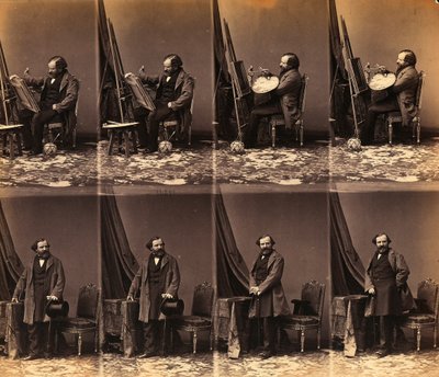 Portret malarza Lepualle: arkusz sześciu nieoszlifowanych cartes de visite (zdjęcie czarno-białe) autorstwa Andre Adolphe Eugene Disderi