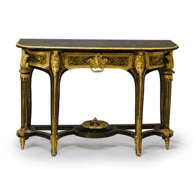 Jeden z dopasowanych par stołów na molo Ludwika XIV, ok. 1710 (oprawa ormolu i inkrustowany mosiądzem Boulle szylkret) (patrz także 469014 i 469015) autorstwa Andre Charles (attr. to) Boulle