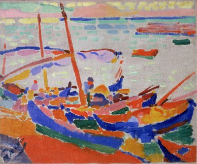 Łodzie wędkarskie w Collioure (Pireneje Wschodnie, Francja) (łódź wędkarska, Collioure) autorstwa Andre Derain