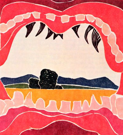 Usta Pantagruela, ilustracja z limitowanej edycji książki "Pantagruel" autorstwa Francois Rabelais (1494-1553) autorstwa Andre Derain