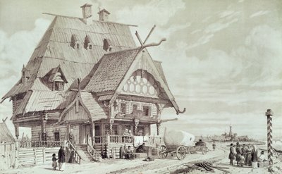 Hotele i pensjonaty, ilustracja z „Malownicza podróż do Rosji”, 1839 autorstwa Andre Durand
