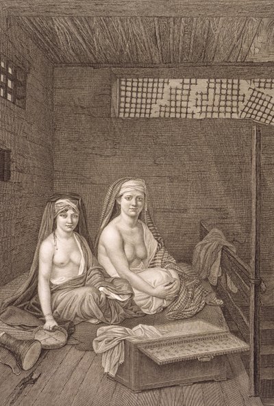 Tancerze publiczni, z tomu II Kostiumy i portrety „Opis Egiptu”, rytowane przez Jean Baptiste Massard, wyd. pod rozkazami Napoleona, 1822 autorstwa Andre Dutertre
