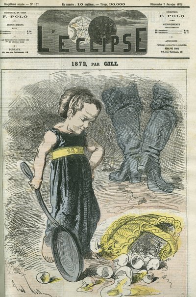 1872, mała dziewczynka patrzy na swój koszyk pęknięć. Okładka w „” L