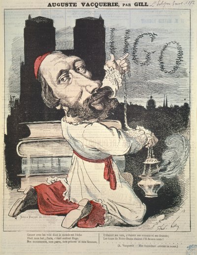 Auguste Vacquerie (1819-95) z okładki LEclipse, grawerowane przez Yvesa i Barreta, 3 listopada 1872 autorstwa Andre Gill