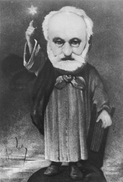Karykatura Victora Hugo (1802-85) jako maga autorstwa Andre Gill