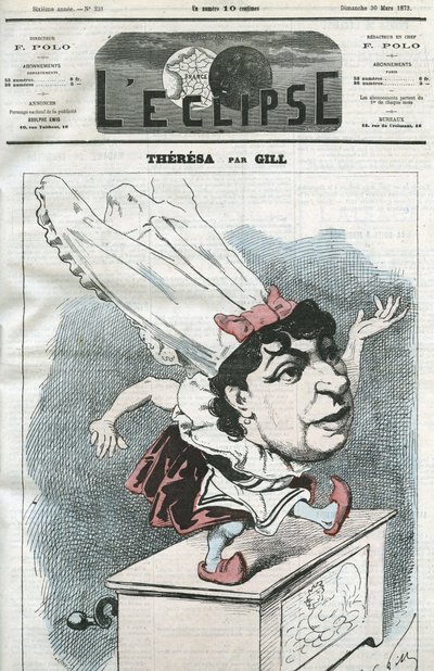 Karykatura Emmy Valendon zatytułowana Theresa (1837-1913), popularna francuska piosenkarka. Okładka w „” L