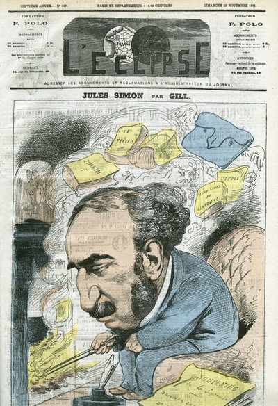 Karykatura Julesa Simona (1814-1896), polityka, historyka filozofii, filozofa, eseisty francuskiego. Okładka w „” L