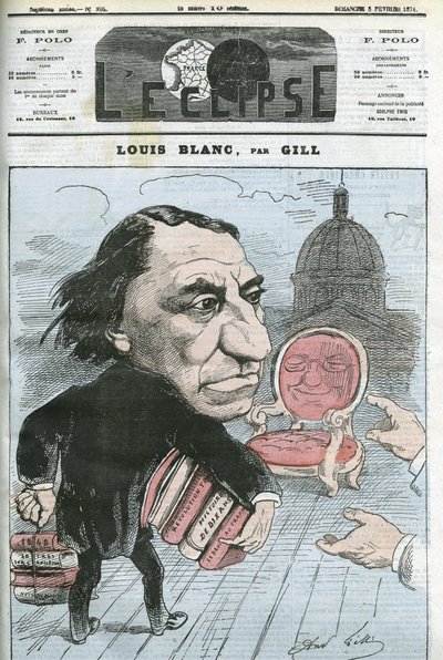 Karykatura Louisa Blanca (1811-1882), francuskiego polityka i historyka. Okładka w „”L