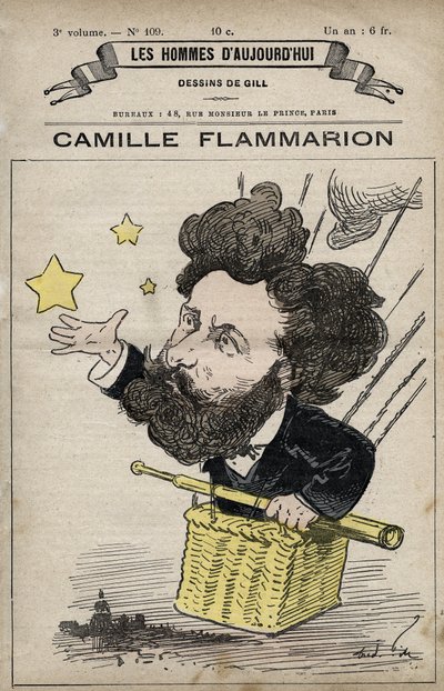 Karykatura Camille Flammarion Angielski naukowiec z „Les Hommes d