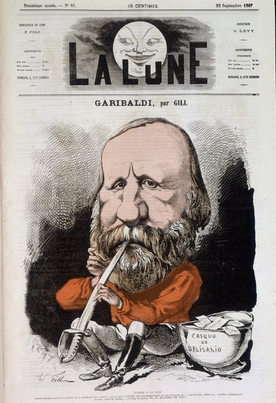 Giuseppe Garibaldi (1807-1882), hymn pokoju - autorstwa Gilla, w „Księżycu” z 22.09.1867 autorstwa Andre Gill