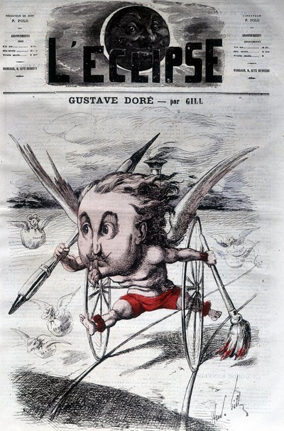 Gustave Doré. Francuski rysownik i malarz (1832-1883). Kreskówka DeGilla. Zaćmienie. autorstwa Andre Gill