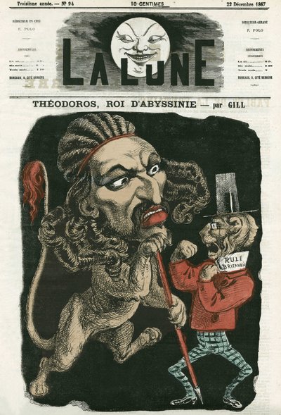 Ilustracja „”Theodorosa, króla Abisynii”””. Karykatura Gilla w „La Lune”, 22 grudnia 1867. autorstwa Andre Gill