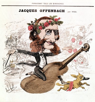 Jacques Offenbach (1819 - 1880), Karykatura Gill autorstwa Andre Gill