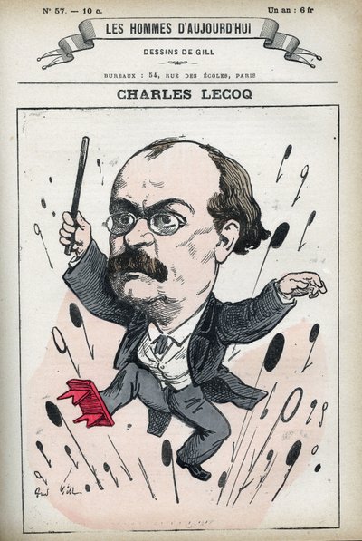 Portret Alexandre Charles Lecocq (1832-1918), francuskiego kompozytora. Karykatura Gilla, Paryż. autorstwa Andre Gill