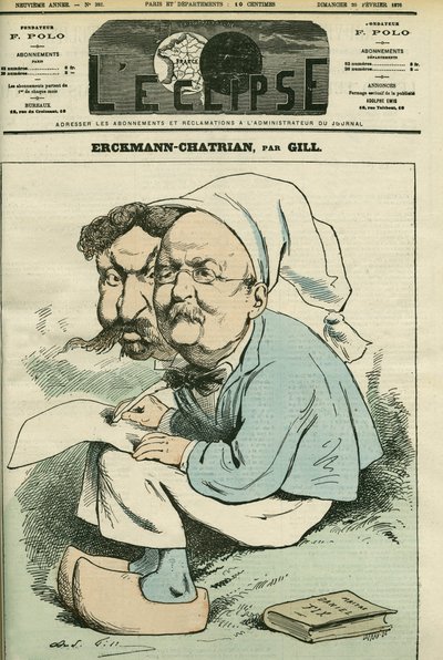 Portret Alexandre Chatrian (1826-1890) i Emile Erckmann (1822-1899), znanego jako Erckmann-Chatrian, duetu francuskich powieściopisarzy. Okładka w „”L