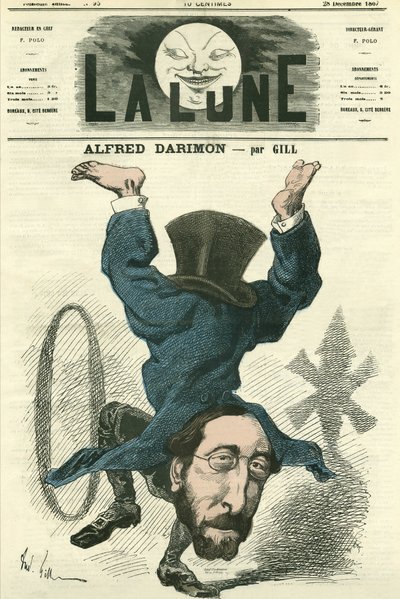 Portret Alfreda Darimona (1819-1902), francuskiego polityka. Karykatura Gilla, w „La Lune”, 28 grudnia autorstwa Andre Gill