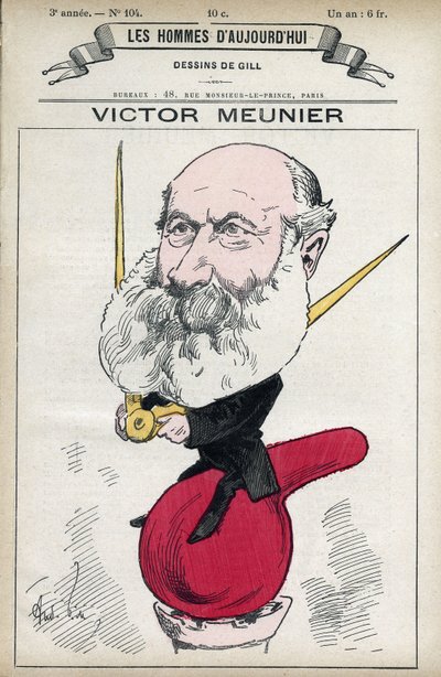 Portret Amedee-Victora Meuniera (1817-1894), dziennikarza naukowego, Iuvra w popularyzacji nauki. Karykatura Gilla, Paryż. autorstwa Andre Gill