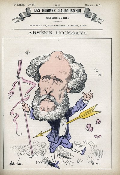 Portret Arsene Houssaye (1815-1896), francuskiego literata. Karykatura Gilla, Paryż. autorstwa Andre Gill