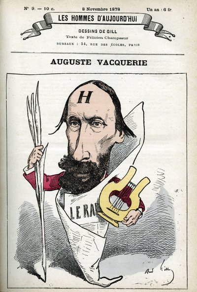 Portret Auguste Vacquerie (1819-1895), francuskiego poety, dramaturga i dziennikarza. Karykatura Gilla, Paryż. autorstwa Andre Gill