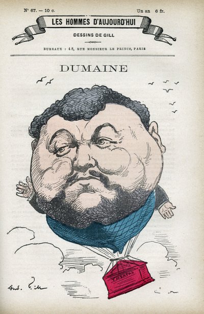 Portret Dumaine, francuskiego artysty XIX wieku. Karykatura Gilla, Paryż. autorstwa Andre Gill