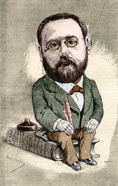 Portret Emila Zoli (1840-1902) francuskiego pisarza. Karykatura Andre Gilla dla Znakomity Świat. autorstwa Andre Gill