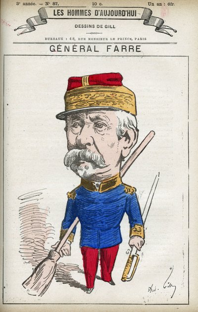 Portret Jean Joseph Frederic Albert Farre (1816-1887), żołnierza francuskiego, w 1870 mianowany generałem i ministrem wojny. Karykatura Gilla, Paryż. autorstwa Andre Gill