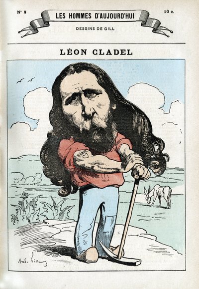 Portret Leona Cladela (1835-1892), francuskiego literata. Karykatura Gilla, Paryż. autorstwa Andre Gill