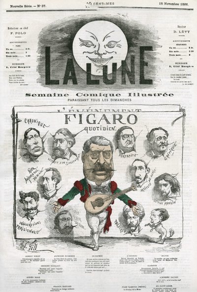 Portret dziennikarzy „Figaro Quotidien””. Karykatura Gilla, w „Księżycu”, 18 listopada autorstwa Andre Gill