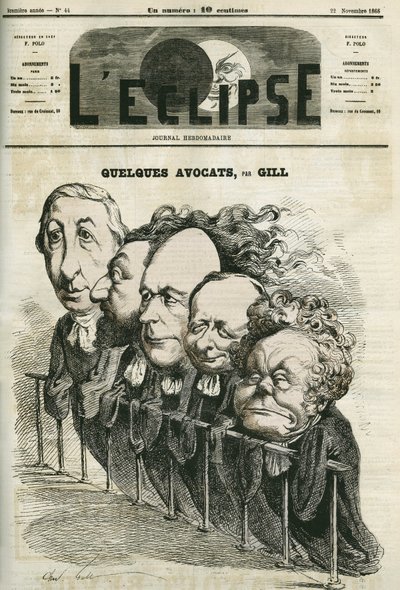 Niektórzy prawnicy, Emmanuel Arago (1812-1896), Leon Gambetta (1838-1882), Jules Grevy (1807-1891), Laurier i Adolphe Cremieux (1796-1880). Okładka w „” L