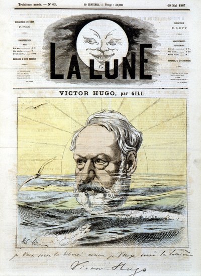 Victor Hugo - autorstwa Gilla, w „”La Lune”” z 19.05.1867 autorstwa Andre Gill