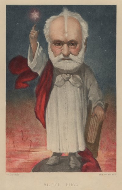 Victor Hugo, francuski poeta, powieściopisarz i dramaturg autorstwa Andre Gill